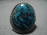 Native American Important Jeanette Dale Sterling Silver Oval Turquoise Ring-Nativo Arts