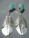Dynamic Navajo Royston Turquoise Sterling Silver Earrings Native American-Nativo Arts