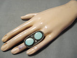 Marvelous Vintage Native American Navajo Turquoise Sterling Silver Ring Old-Nativo Arts