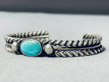 Double Coiled Vintage Native American Navajo Turquoise Sterling Silver Bracelet-Nativo Arts