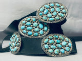 Gasp! Vintage Native American Navajo Turquoise Cluster Sterling Silver Concho Belt-Nativo Arts