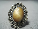 Incredible Vintage Navajo Tigers Eye Sterling Silver Ring Native American Old-Nativo Arts