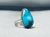 Lovely Vintage Native American Navajo Bisbee Turquoise Sterling Silver Ring-Nativo Arts