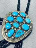 Important Chee Vintage Native American Navajo Turquoise Sterling Silver Bolo Tie-Nativo Arts