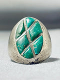 Huge Heavy Vintage Native American Navajo Cerrillos Turquoise Sterling Silver Ring-Nativo Arts