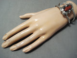 Lena Smiley Vintage Navajo Coral Sterling Silver Bracelet Native American-Nativo Arts