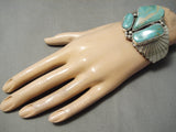 Huge Vintage Native American Navajo Royston Turquoise Bursting Sterling Silver Bracelet-Nativo Arts