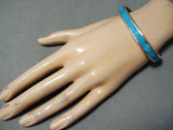 Stunning Zuni Kingman Turquoise Sterling Silver Bracelet Native American-Nativo Arts