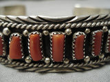 Quality Dee Brown Vintage Native American Navajo Coral Sterling Silver Bracelet Old-Nativo Arts