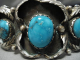 Rare Turquoise Mountain Vintage Native American Navajo Keyonnie Begay Sterling Silver Bracelet-Nativo Arts