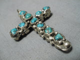 Exceptional Vintage Native American Navajo Cross Pendant Turquoise Sterling Silver Pendant-Nativo Arts