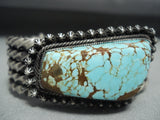 Very Heavy Coil Vintage Native American Navajo #8 Turquoise Sterling Silver Bracelet-Nativo Arts