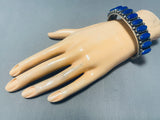 One Of The Finest Vintage Native American Navajo Domed Lapis Sterling Silver Bracelet-Nativo Arts