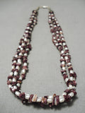 Native American Fabulous Vintage Santo Domingo Purple Shell Sterling Silver Necklace-Nativo Arts