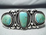Signed Vintage Native American Navajo Royston Turquoise Sterling Silver Bracelet Old-Nativo Arts