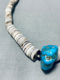 Native American Exceptional Vintage Santo Domingo Shell & Turquoise Sterling Silver Necklace-Nativo Arts