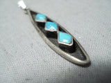 Impressive Vintage Native American Navajo Kingman Turquoise Sterling Silver Pendant-Nativo Arts