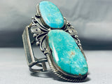One Of The Best Museum Vintage Native American Navajo 2 Turquoise Sterling Silover Bracelet-Nativo Arts