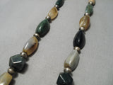 Huge Vintage Native American Navajo Hand Wrought Sterling Silver Bead Necklace Old-Nativo Arts