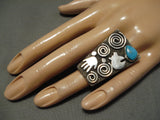 Important Vintage Native American Navajo Alex Sanchez Huge Turquoise Sterling Silver Ring-Nativo Arts