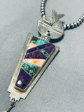 Important Sugulite Turquoise Vintage Native American Navajo Sterling Silver Kachina Necklace-Nativo Arts