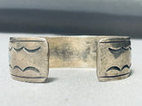 Signed Older Vintage Native American Navajo Turquoise Sterling Silver Bracelet-Nativo Arts