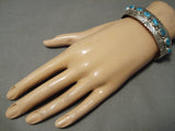 Fabulous Vintage Native American Navajo Blue Turquoise Sterling Silver Bracelet Cuff-Nativo Arts