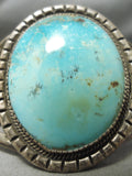 One Of The Best Earth Blue Turquoise Vintage Native American Navajo Sterling Silver Bracelet-Nativo Arts