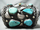 Native American 300 Grams Big Best Vintage Men's Navajo Turquoise Sterling Silver Bracelet-Nativo Arts