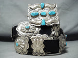 Signed Vintage Native American Navajo Sleeping Beauty Turquoise Sterling Silver Concho Belt-Nativo Arts