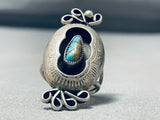 Rare Bisbee Turquoise Vintage Native American Navajo Sterling Silve Runique Ring Old-Nativo Arts