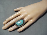 Wonderful Vintage Native American Navajo Blue Gem Turquoise Sterling Silver Ring Old-Nativo Arts
