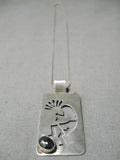 Rare!! Navajo Hematite Sterling Silver Kokopelli Necklace Native American-Nativo Arts
