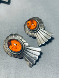 Very Rare Vintage Native American Navajo Amber Sterling Silver Squash Blossom Necklace-Nativo Arts