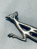 Wonderful Vintage Native American Navajo Sterling Silver Roadrunner Pin-Nativo Arts