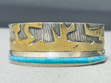 Dreaming Desert Vintage Native American Navajo Sterling Silver Turquoise Inlay Bracelet-Nativo Arts
