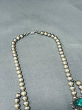Rare Vintage Native American Navajo Cerrillos Turquoise Sterling Silver Squash Blossom Necklace-Nativo Arts