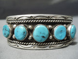 Dynamic Vintage Native American Navajo Turquoise Sterling Silver Bracelet Old-Nativo Arts