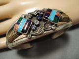 Very Rare!! Vintage Native American Navajo Turquoise Sugulite Sterling Silver Bracelet Old-Nativo Arts