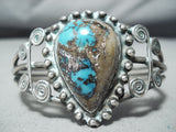One Of The Best Vintage Native American Navajo Bisbee Turquoise Sterling Silver Bracelet-Nativo Arts