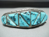 Incredible Vintage Native American Navajo Triangular Turquoise Inlay Sterling Silver Bracelet-Nativo Arts
