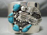 Rare Colossal Vintage Native American Navajo Old Morenci Turquoise Sterling Silver Bracelet-Nativo Arts