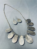One Of The Best Vintage Native American Navajo Spiderweb Turquoise Sterling Silver Necklace Set-Nativo Arts
