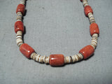 Fabulous Santo Domingo Native American Coral Heishi Necklace-Nativo Arts