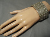 Incredibly Heavy Native American Sterling Silver Geomtric Bracelet-Nativo Arts