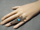 Huge Arrowhead Vintage Native American Navajo Turquoise Sterling Silver Ring-Nativo Arts