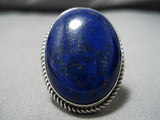 Breathtaking Vintage Navajo Domed Lapis Sterling Silver Native American Ring-Nativo Arts