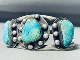 Thicker Museum Vintage Native American Navajo Aqua Turquoise Sterling Silver Bracelet-Nativo Arts
