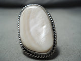 Huge Vintage Navajo Pearl Sterling Silver Native American Ring-Nativo Arts