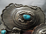 Important Vintage Native American Navajo Gene Charley Turquoise Sterling Silver Concho Belt Old-Nativo Arts